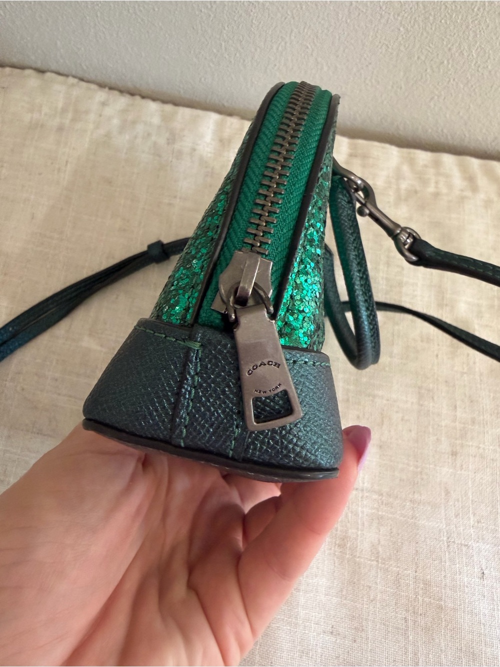 Coach Wizard of Oz Micro Mini Green Emerald Glitter Crossbody - Picture 7 of 9